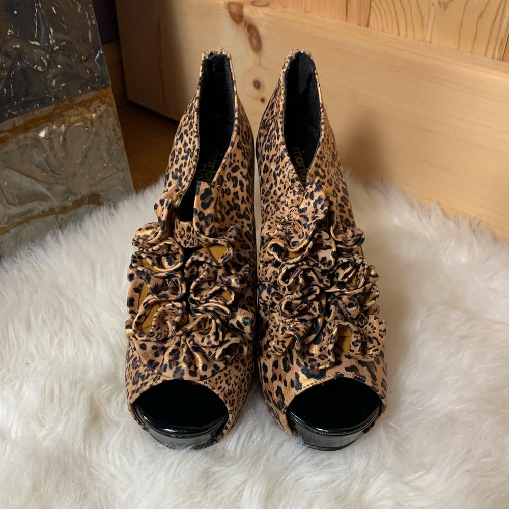 Cheetah Print Peep Toe Stilettos